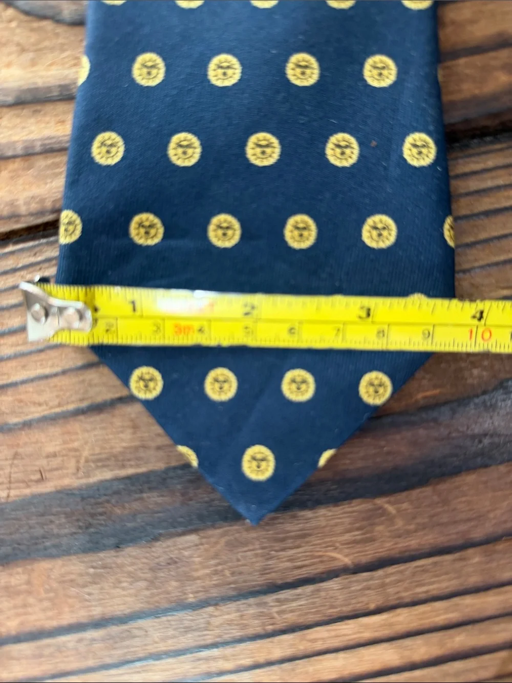 Men's Castello del Sole Boutique Silk Navy Tie with Yellow SunDot Pattern